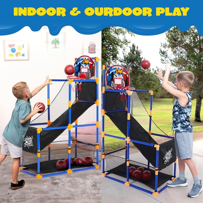 Arcade Basketball Game Set for Kids with Hoop & 4 Balls
