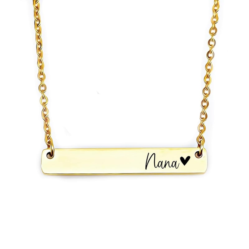 Mother's Day Nana Necklace - Gold Bar Pendant Gift