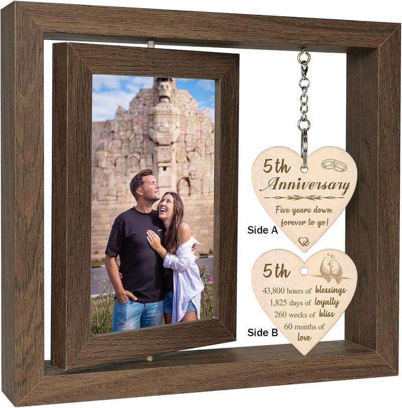 5th Anniversary Wooden Picture Frame for Couples