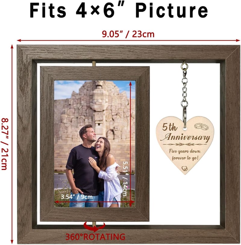 5th Anniversary Wooden Picture Frame for Couples