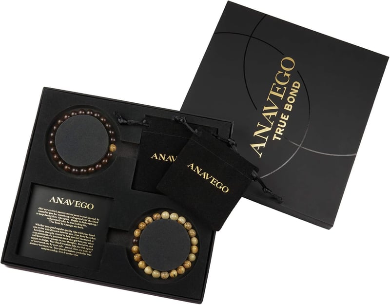 Couples Bracelet Set with Gift Box, 8mm Beaded Design