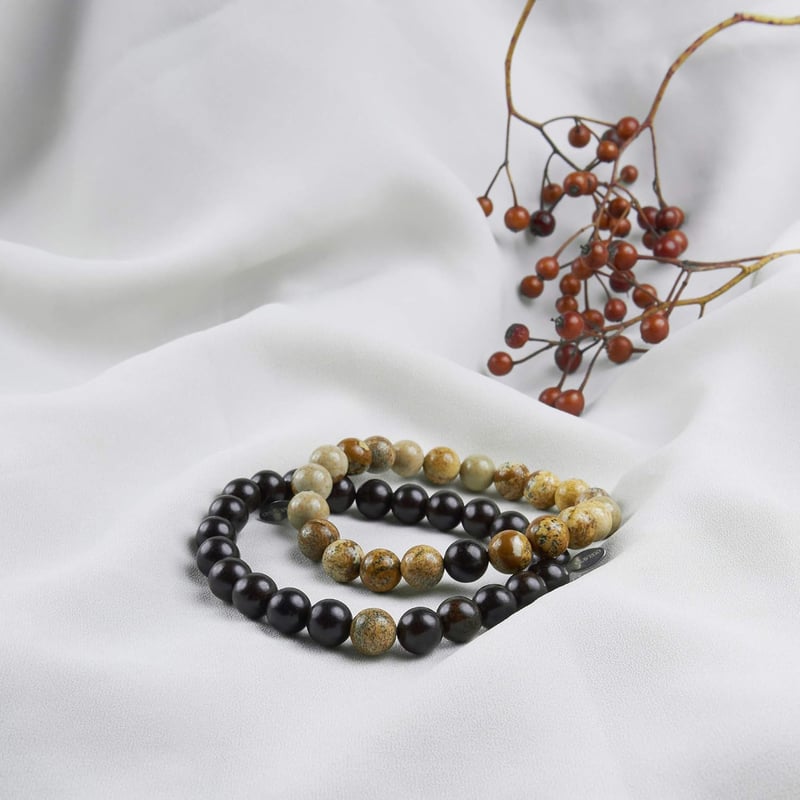 Couples Bracelet Set with Gift Box, 8mm Beaded Design