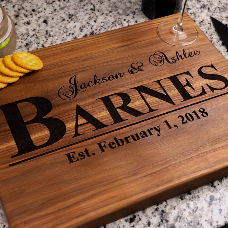 Personalized Cutting Board - Anniversary & Wedding Gift for Couples