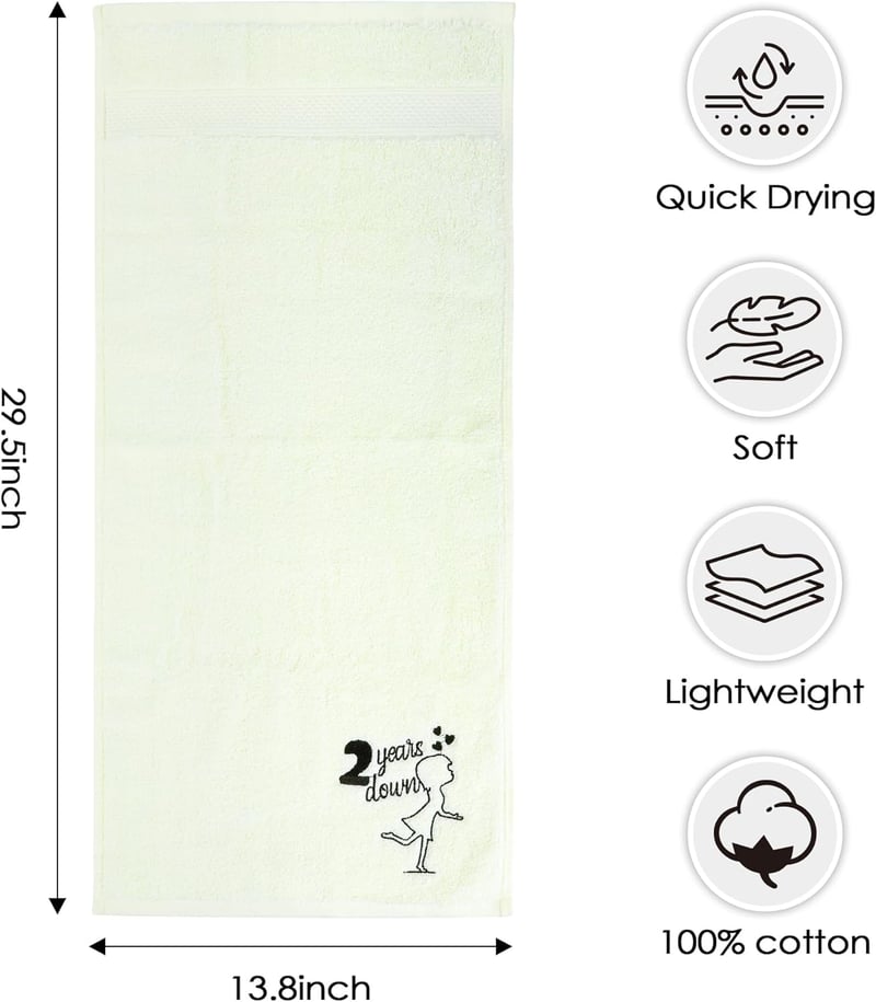 2nd Anniversary Cotton Towel Set with Card - Gift for Couples