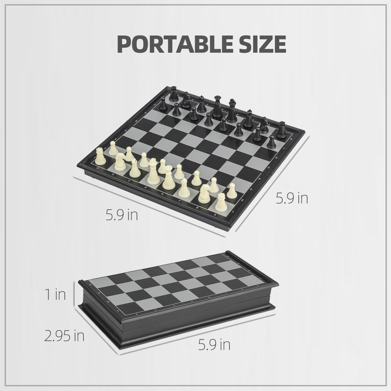 Portable Magnetic Travel Chess Set – Mini Folding Board (5.9