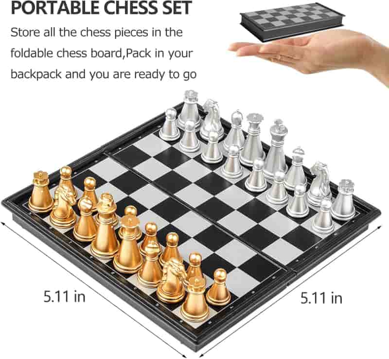 Mini Magnetic Travel Chess Set – Portable Folding Board (5.11