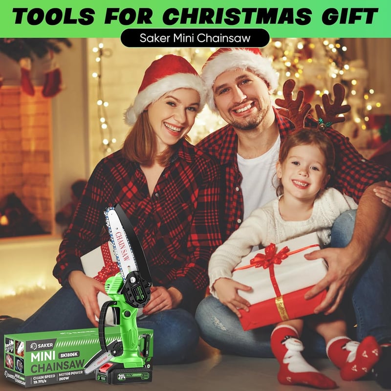 2024 Mini Cordless Chainsaw, 6-Inch, with Battery & 2 Chains