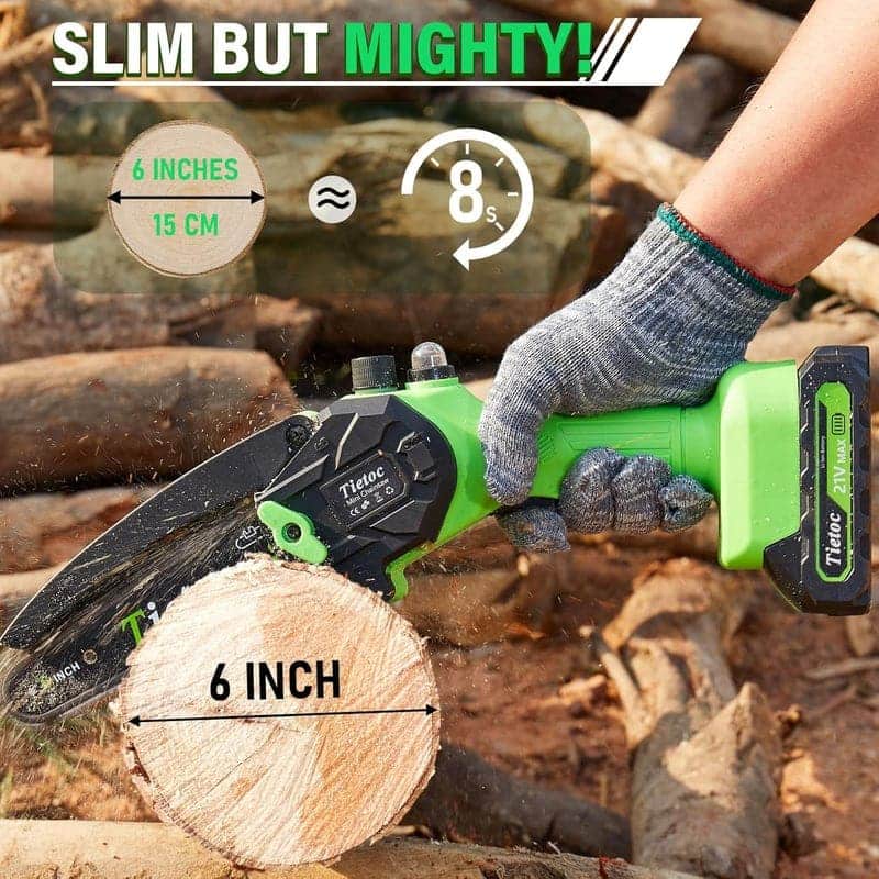 Cordless Mini Chainsaw 6-Inch for Wood & Garden Trimming
