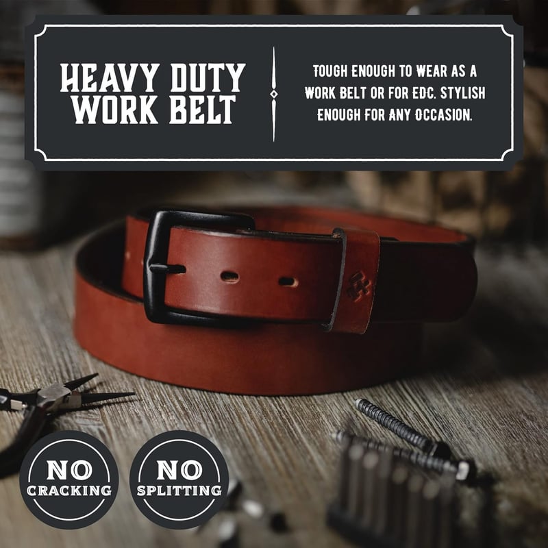 Men's Heavy Duty Leather Work Belt - USA Made