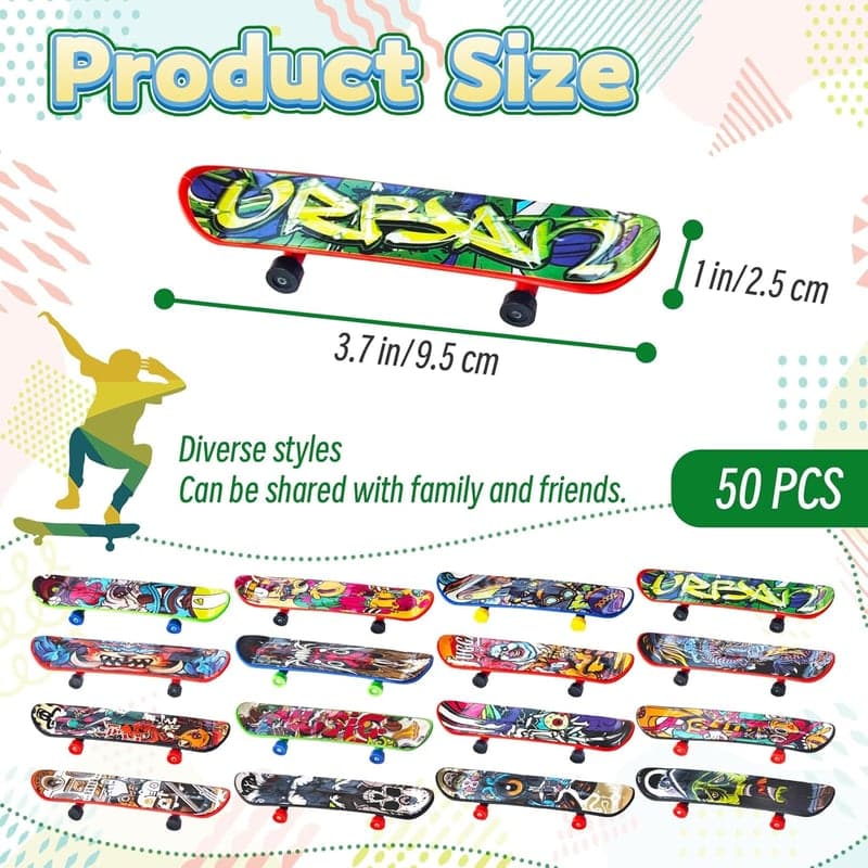 Birthday Mini Fingerboards Toy Set, 50 Pcs