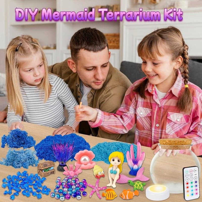 Mermaid Birthday Craft Terrarium Kit with LED Light