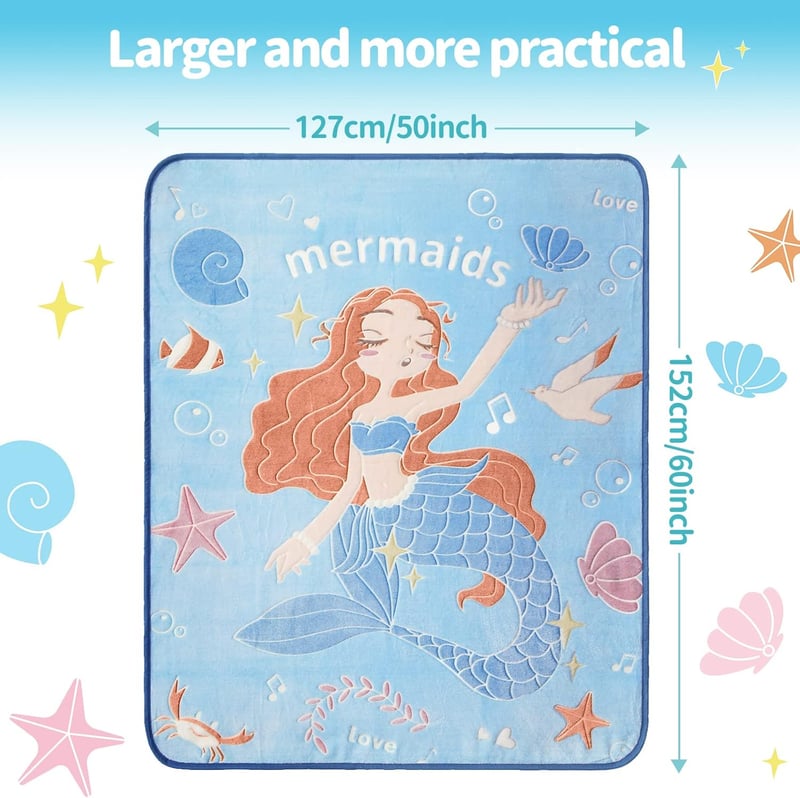 Girls' Glow-in-the-Dark Mermaid Blanket 50