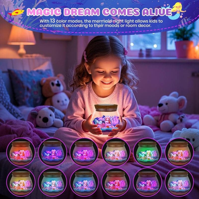 Mermaid Terrarium Craft Kit - LED Night Light for Kids