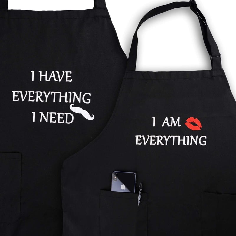Valentine's Day Black Waterproof Couple Apron