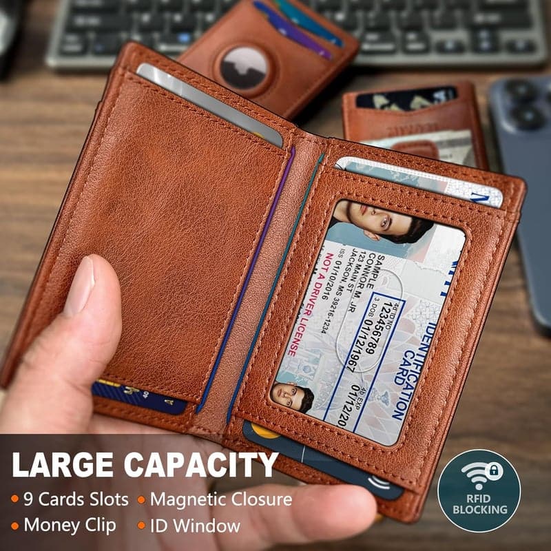 Men's Slim Airtag Wallet with RFID Blocking