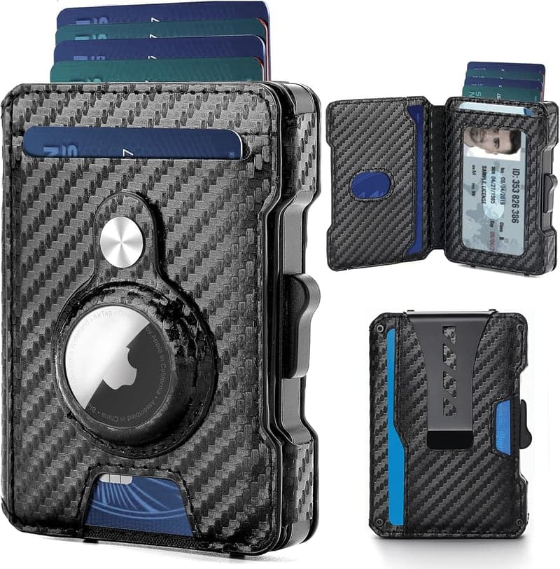 Men's Slim AirTag Wallet with RFID & Money Clip