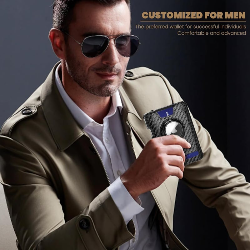 Men's Slim AirTag Wallet with RFID & Money Clip