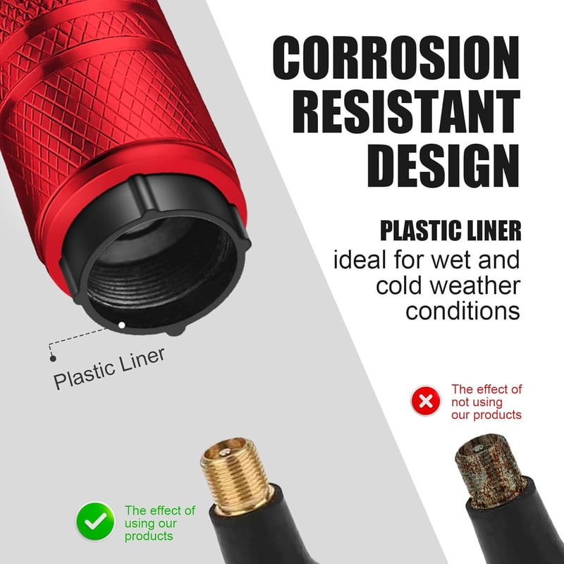 Red Universal Tire Valve Caps (4 Pack) - Durable, Leak-Proof Design