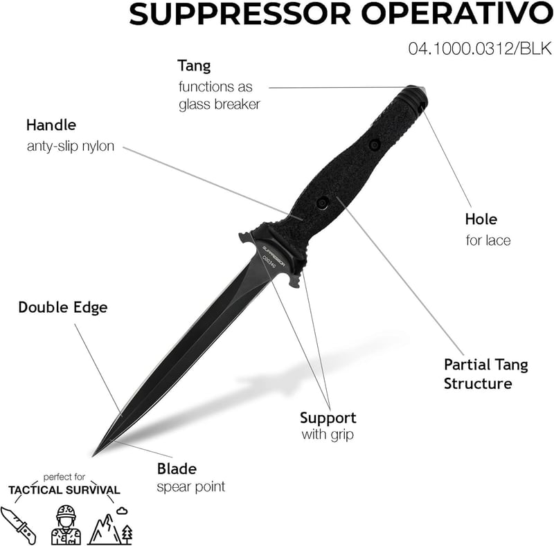 Suppressor Operativo Fixed Blade Knife, N690 Steel, Made in Italy