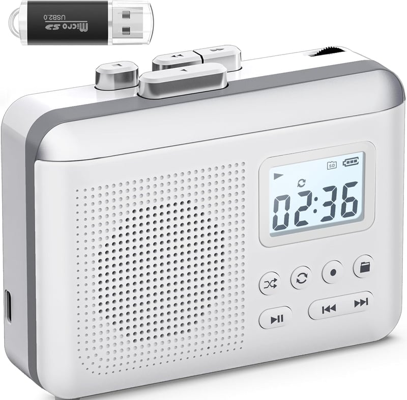 Cassette to MP3 Converter with 16GB SD & Rechargeable Battery