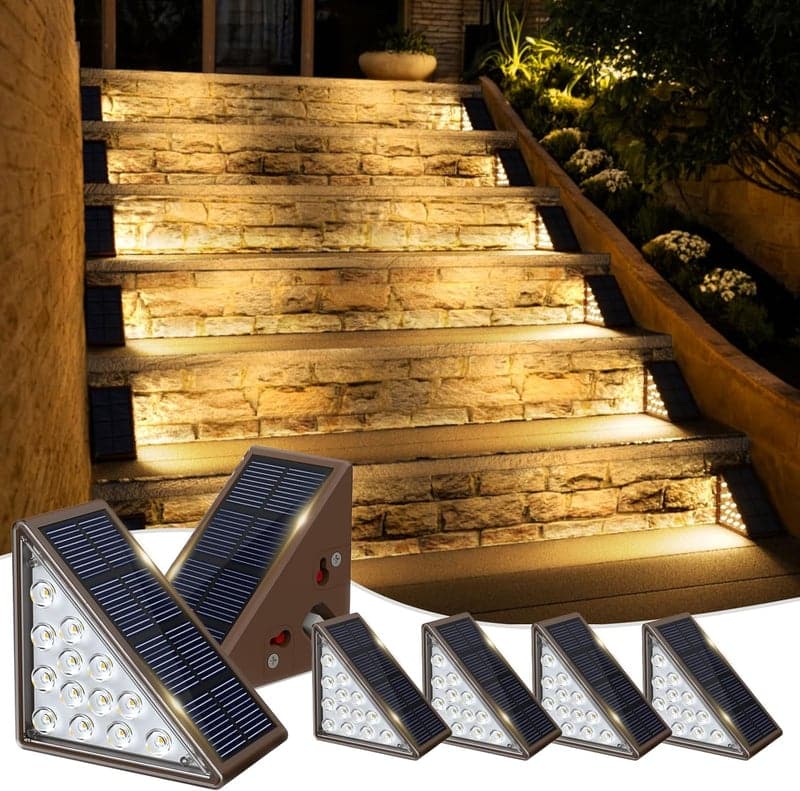 Solar Step Lights - 6 Pack Waterproof IP67 Warm Brown