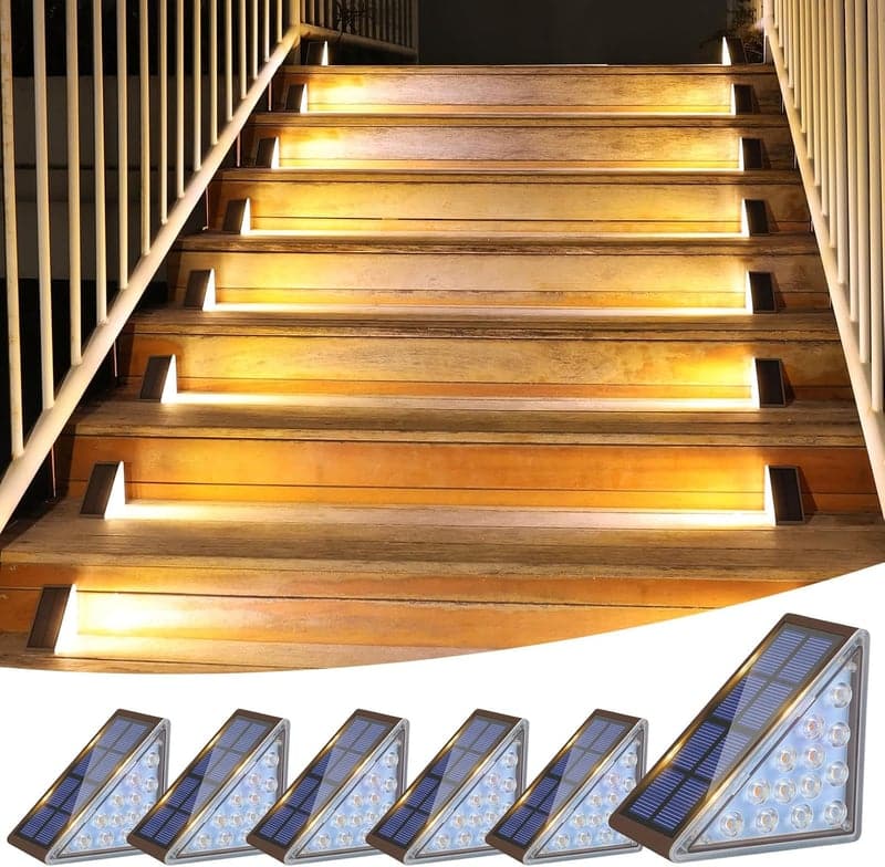 Solar LED Step Lights, Outdoor Waterproof, 6 Pack
