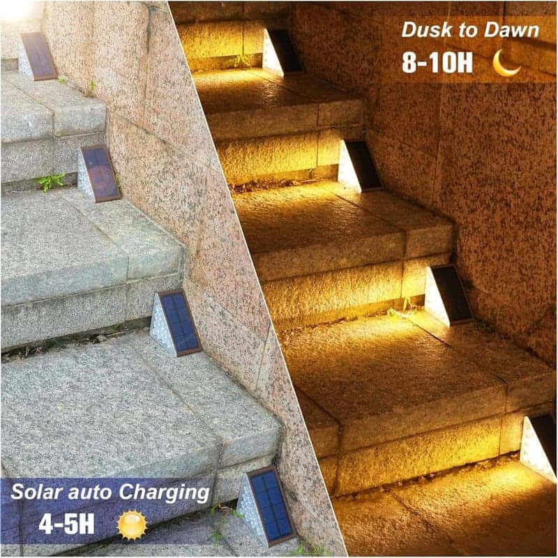 Solar LED Step Lights, Outdoor Waterproof, 6 Pack