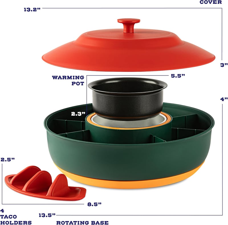Taco Bar Serving Set with Heated Pot & Tray – Party Gift for Couples
