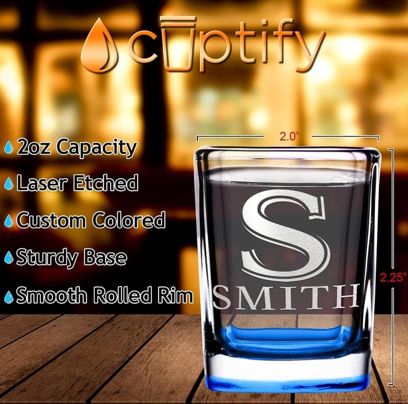 Birthday Gift Set: Personalized Engraved Square Shot Glasses
