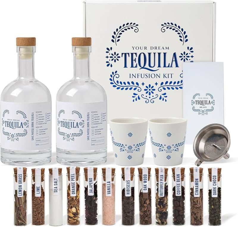 Tequila Infusion Kit with Bottles & Botanicals – Gift for Men & Women