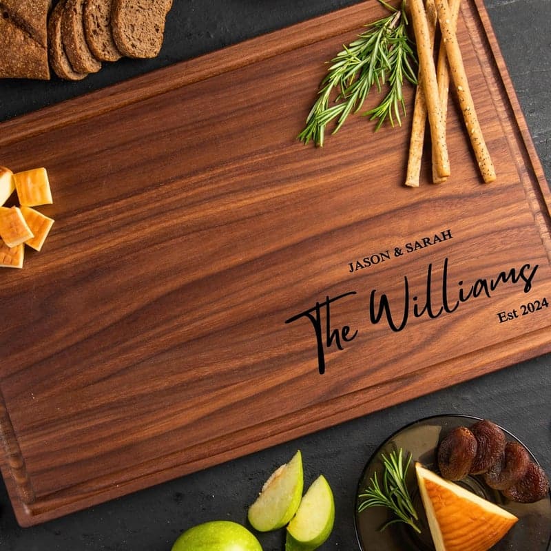 Wedding & Anniversary Personalized Cutting Board - Custom Handmade Wood