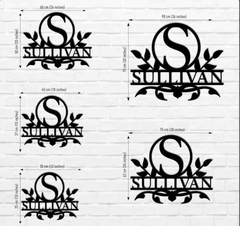 Family Monogram Metal Sign, Customizable Steel, 12