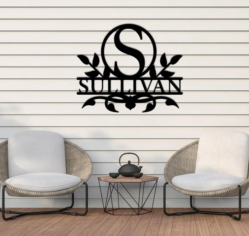 Family Monogram Metal Sign, Customizable Steel, 12