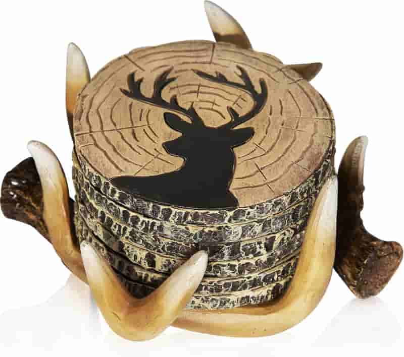 Rustic Deer Antler Coasters for Cabin Decor