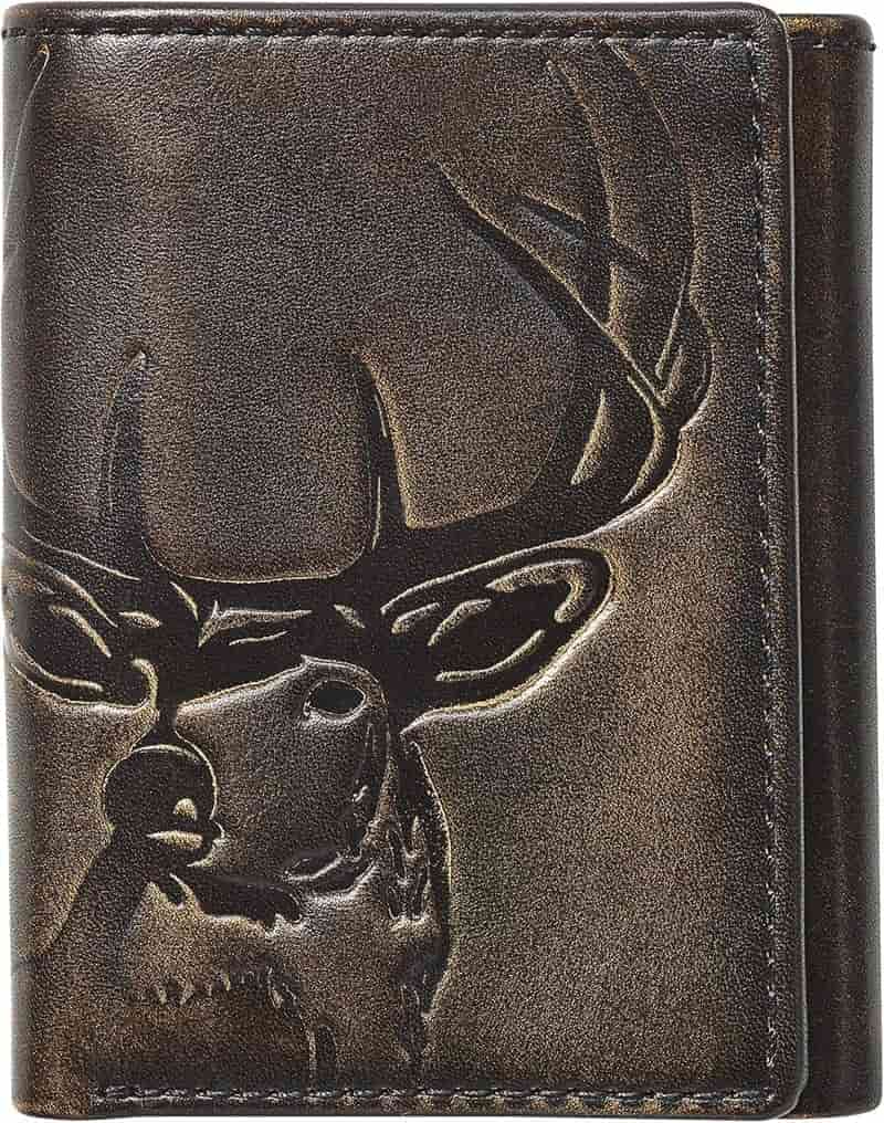 Deer Trifold Wallet for Men, Full Grain Leather