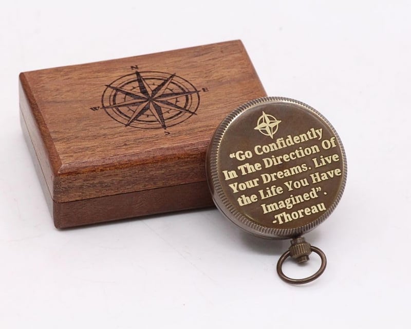 Graduation Brass Compass with Engraved Quotes