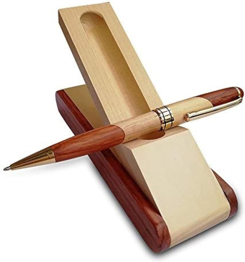 Luxury Wooden Ballpoint Pen Set with Case and Gel Refills