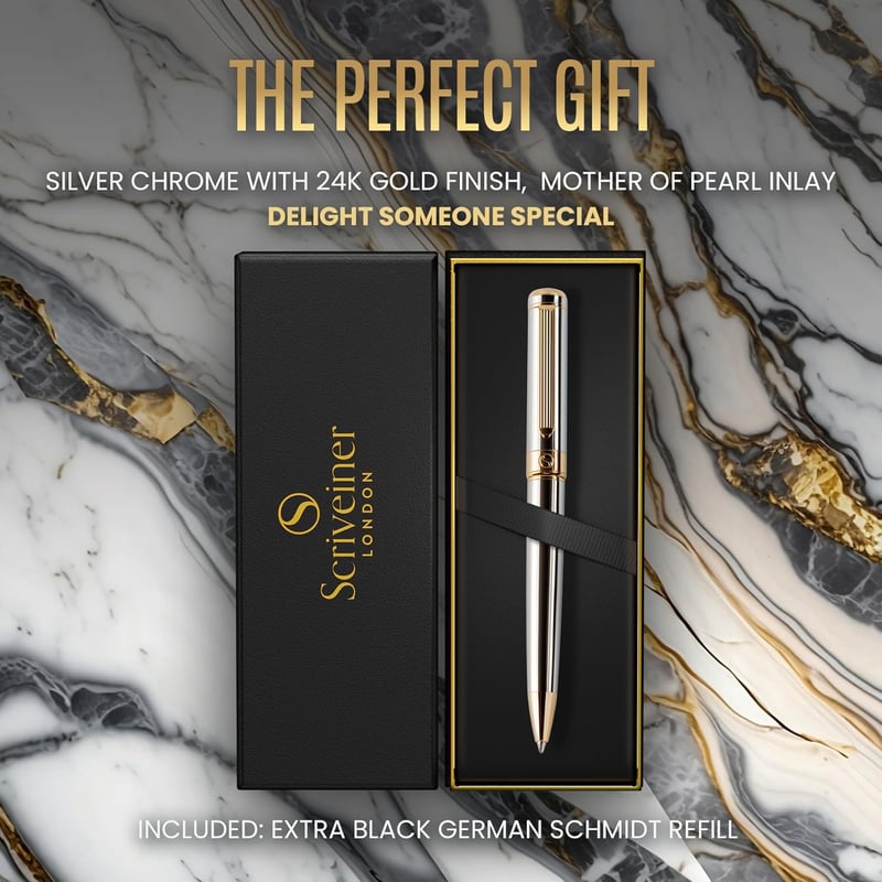 Luxury Silver Ballpoint Pen with 24K Gold Finish for Professionals