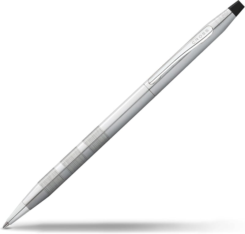 Luxury Brushed Chrome Ballpoint Pen with Gift Box - Black Ink