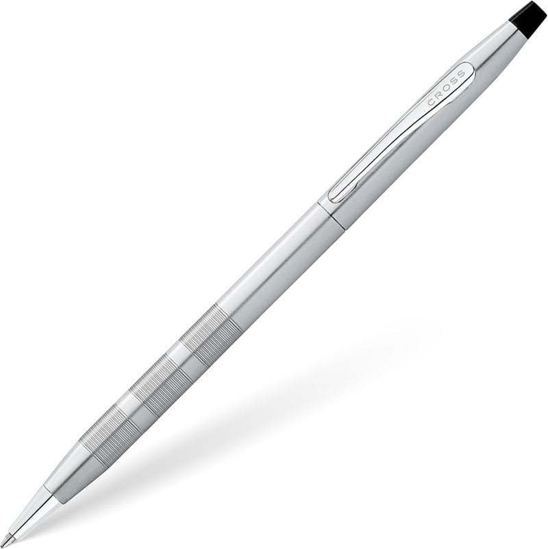 Luxury Brushed Chrome Ballpoint Pen with Gift Box - Black Ink