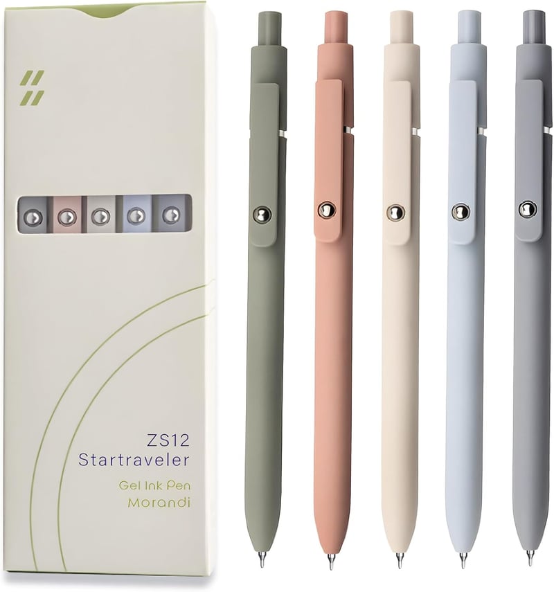 High-End Gel Pens Set, 0.5mm Black Ink, 5 Pcs for Journaling