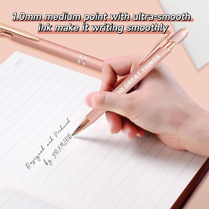 Motivational Stylus Pens - Rose Gold, 6-Pack for Women