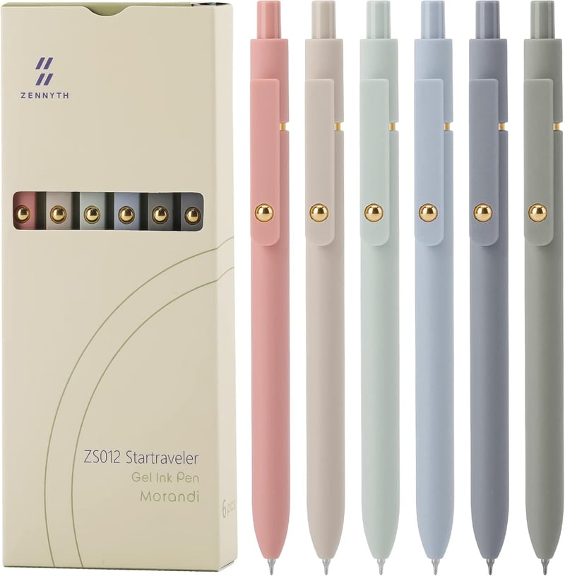 Black Gel Pens, 6-Pack 0.5mm Fine Point for Smooth Writing