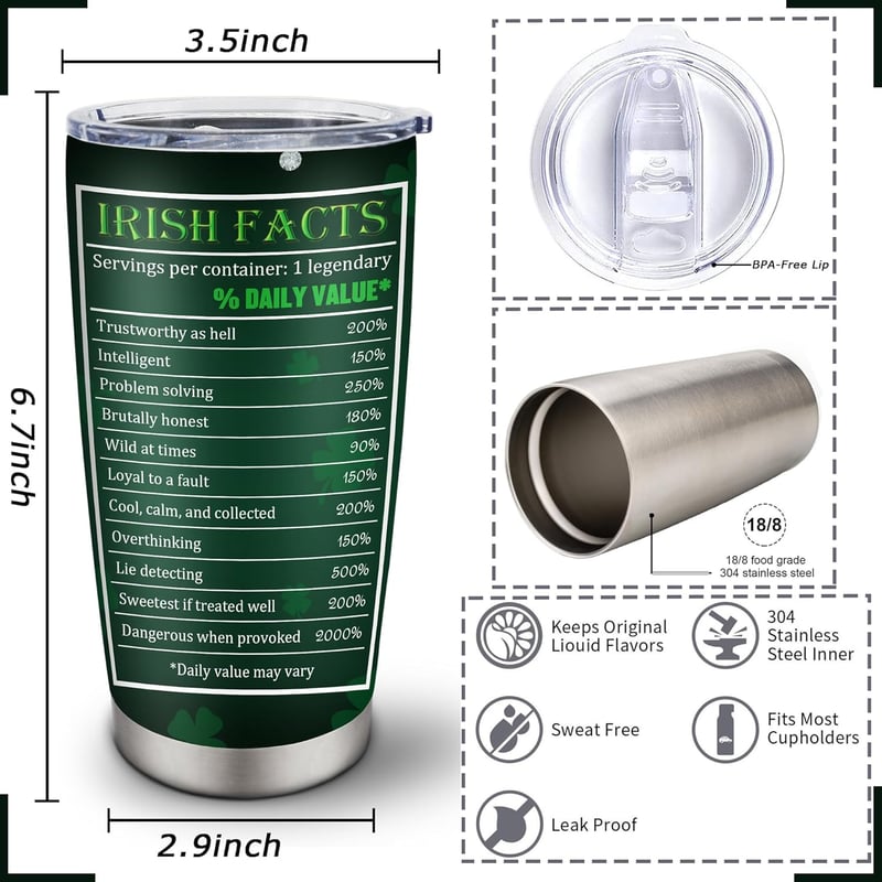 St. Patrick's Day Irish Blessing Tumbler 20 oz