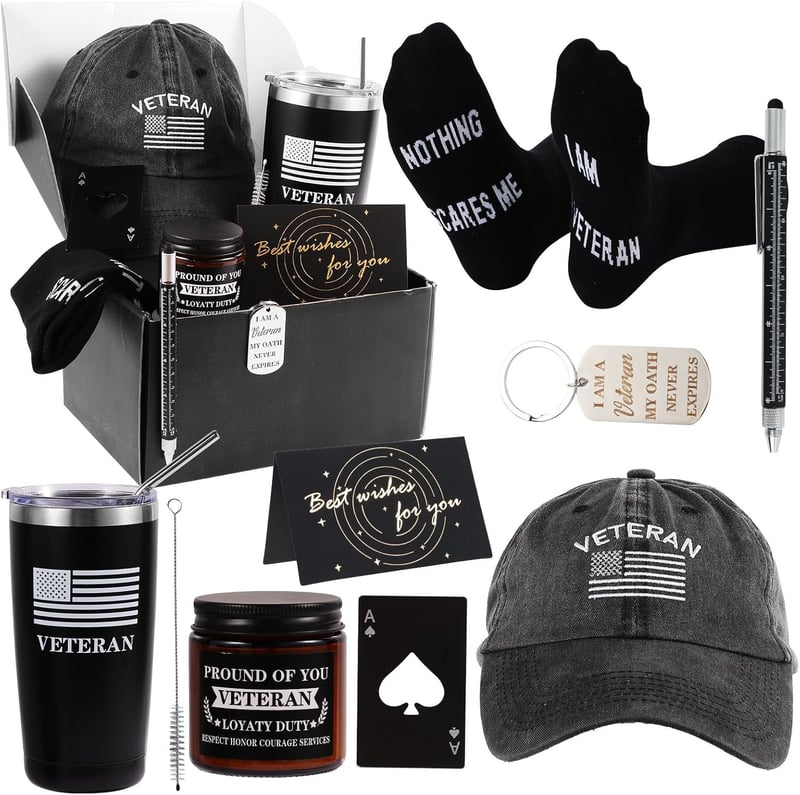 Memorial Day Veteran Gift Set: Tumbler, Socks, Cap