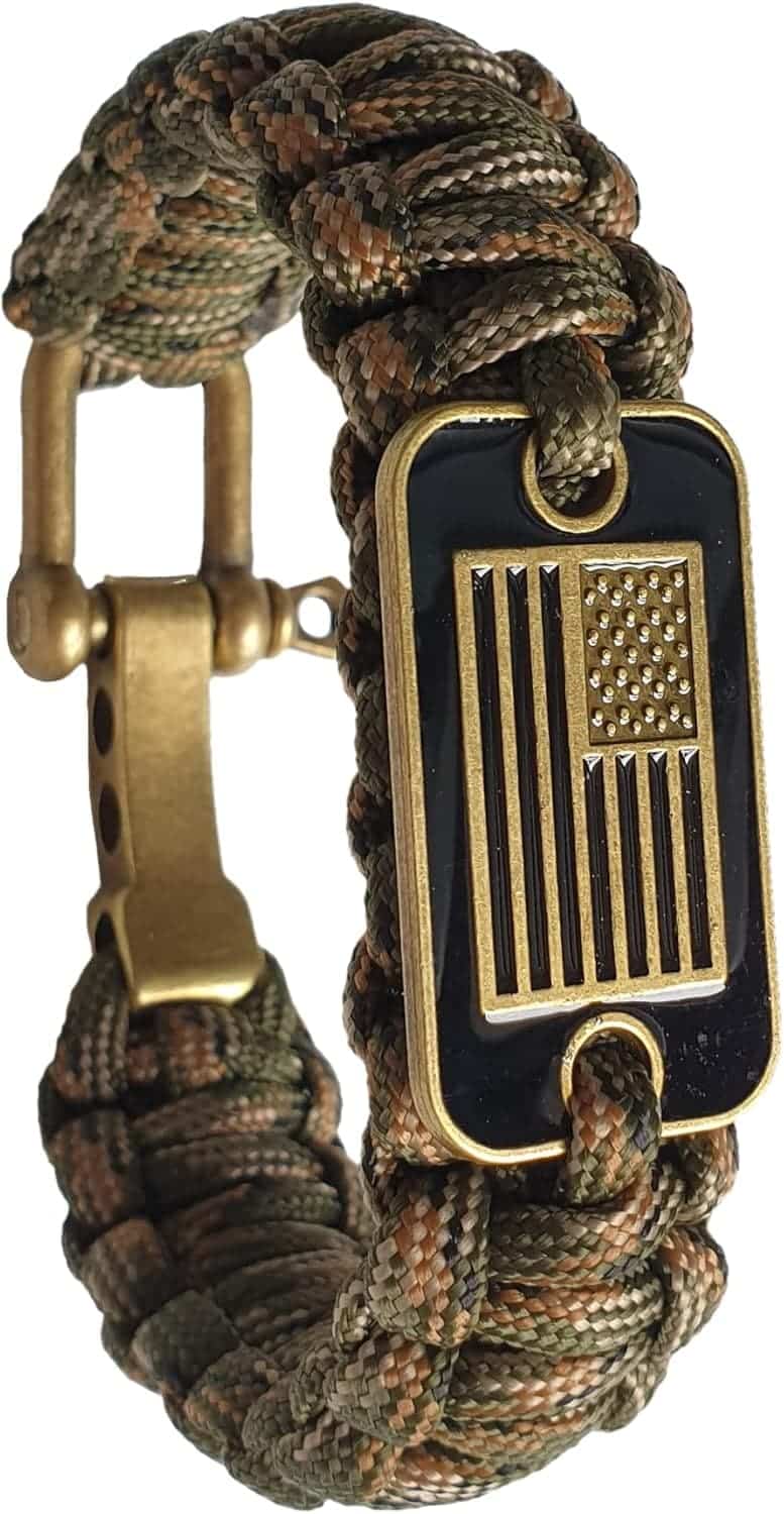 Men's Bronze USA Flag Survival Bracelet
