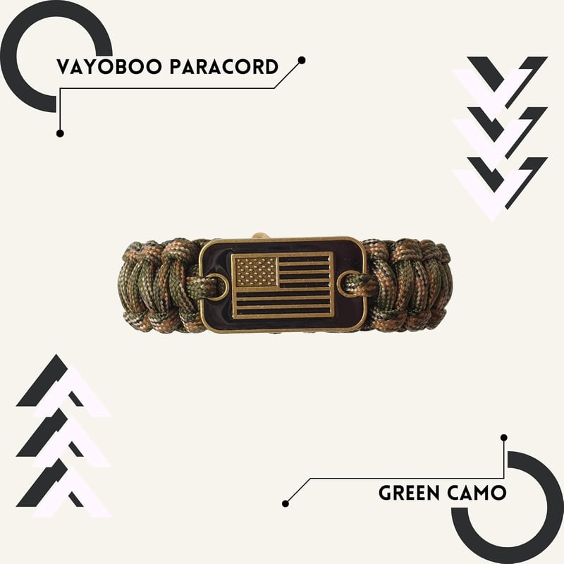 Men's Bronze USA Flag Survival Bracelet