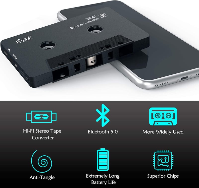 Bluetooth Cassette Adapter for Car Audio with Bluetooth 5.0
