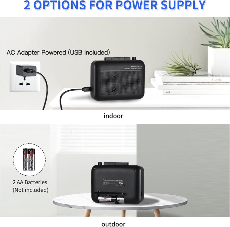 Bluetooth Cassette Player & Recorder with Speaker, Black