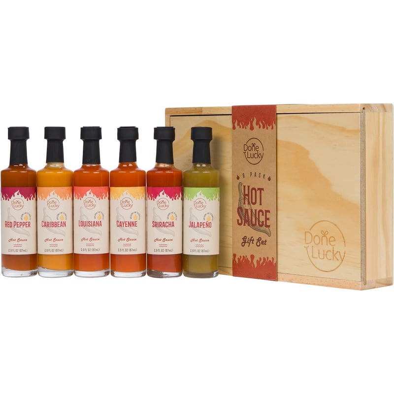 Father's Day Hot Sauce Set in Wooden Box
